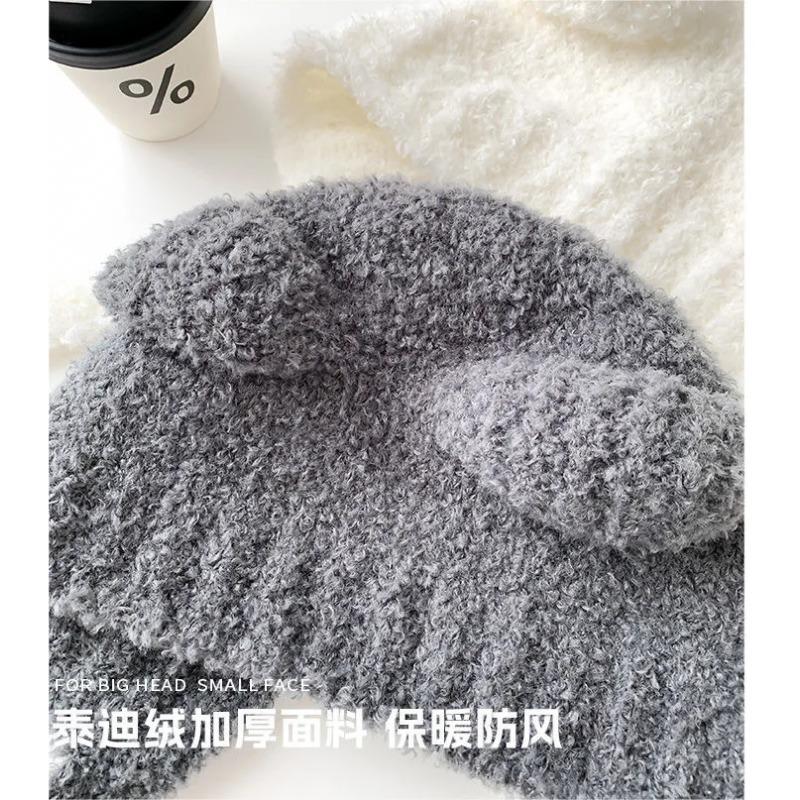 Plush Knitted Hat For Women, Winter Warm Ear Protection Headband, Sweet And Versatile Face Enhancing Small Woolen Hat