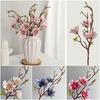 Multicolor Artificial Magnolia Flower 3 Heads Fake Flower Simulation Flower Stem Home Decoration