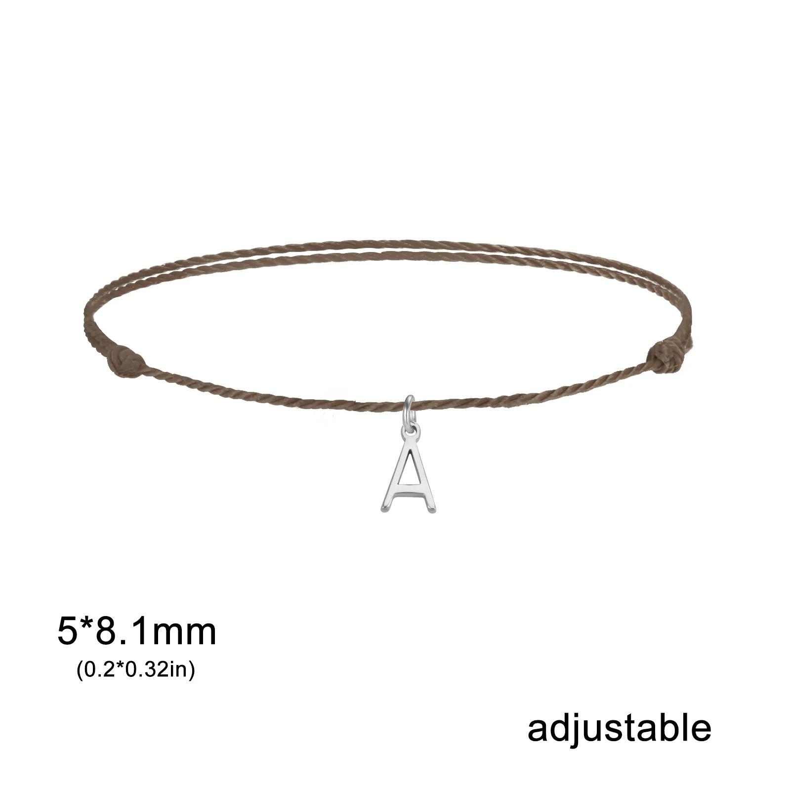

Cazador Initial Letter Charm Wax Rope Bracelet for Women Girls Stainless Steel Hand Bracelet Jewelry Birthday Gifts Wholesale L&adjustable