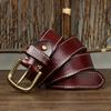 3.8CM Pure Cowhide High Quality Genuine Leather Belts for Men Korean Version Strap Male Brass Buckle Fancy Vintage Jeans Cowboy