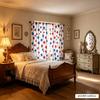 2PCS, Multi-color, Red and Blue Stars Pattern, Modern Style,  Flat Printed Curtains, 100% Polyester Fabric, Rod Pocket Style Flat