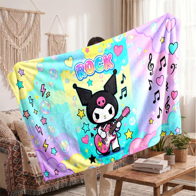 Warm Flannel BlanketKuromi Soft Cozy Throw Blanket for Bedroom Couch