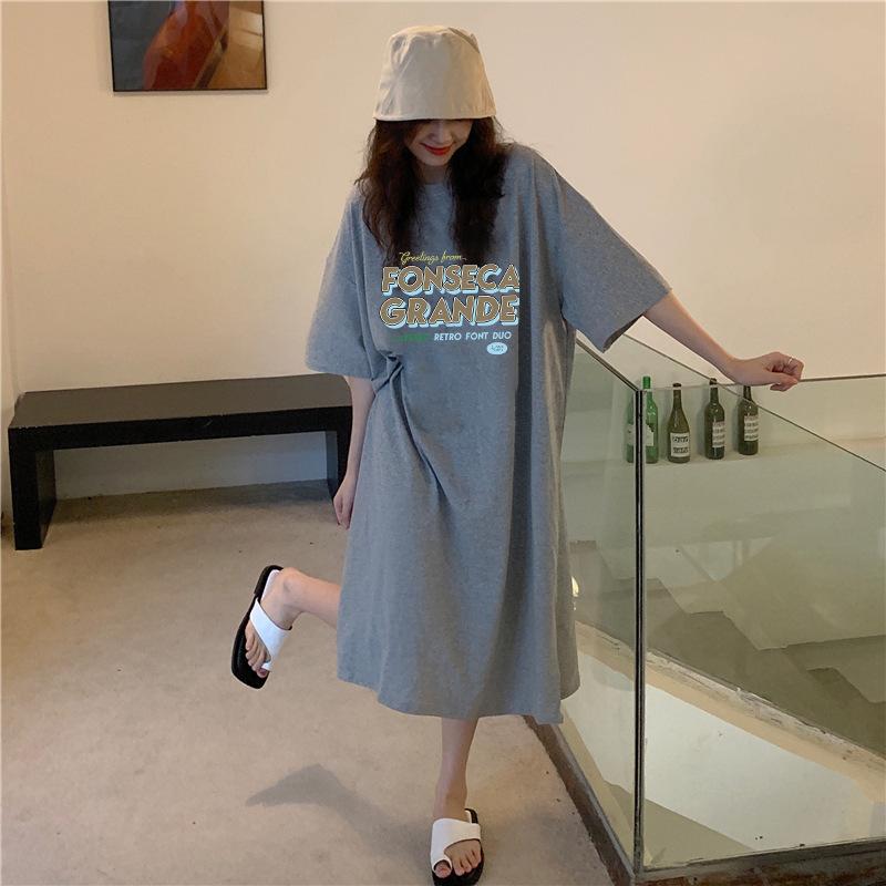 Women's Fashion Loose Age-reducing T-shirt Dress Summer Casual Western Dress