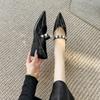 Spring & Autumn Beaded Strap Pointed Toe Mary Jane Shoes for Women