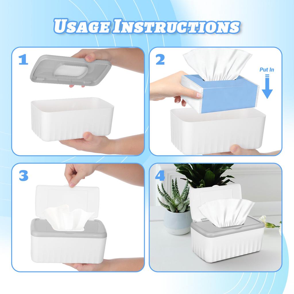 Large Capacity Wet Tissue Box Plastic Rectangular Tissue Box Cover Organizer for Home Baby Wipes Bathroom Wipes Dispenser