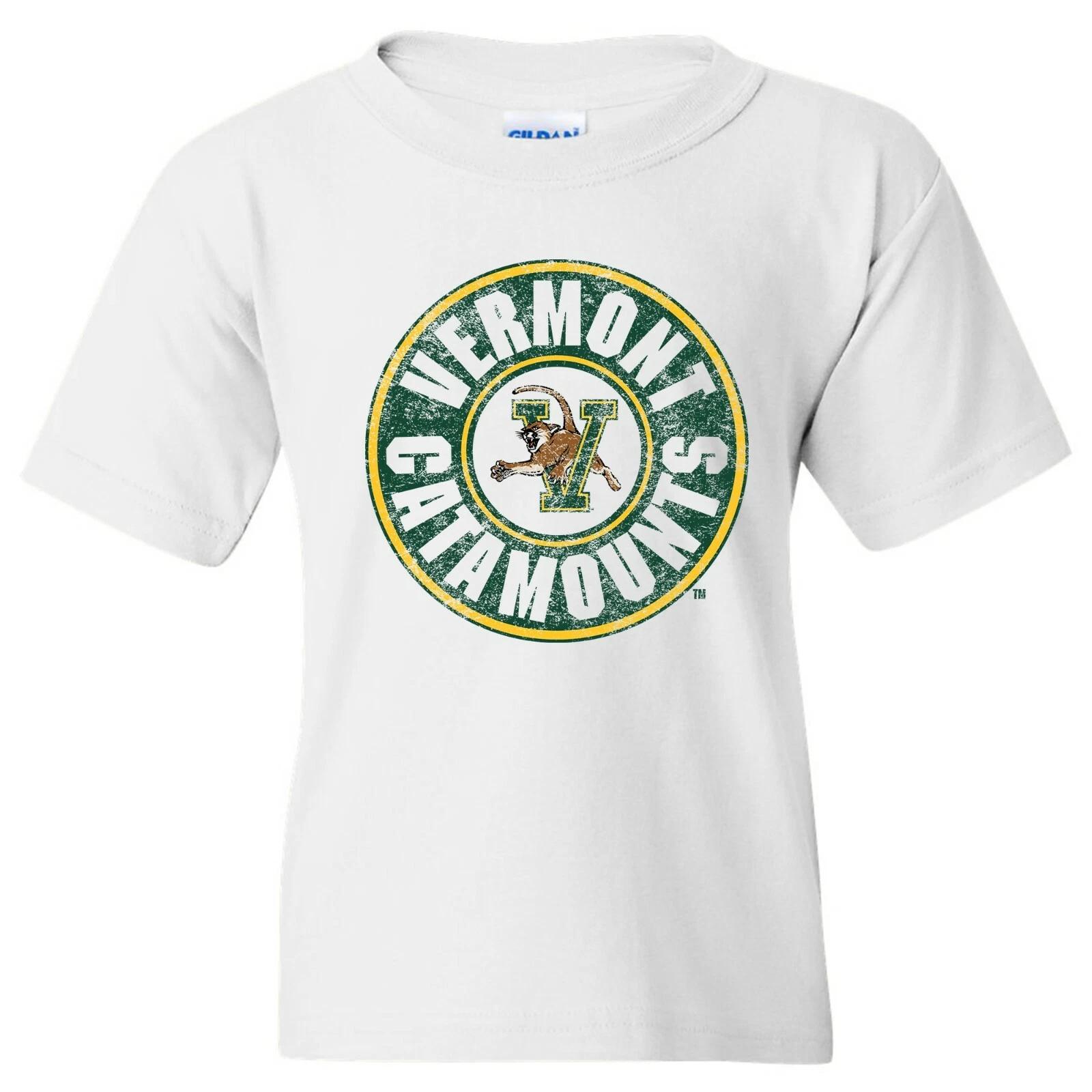 Vermont Catamounts Distressed Circle Youth T-Shirt - White 2XL