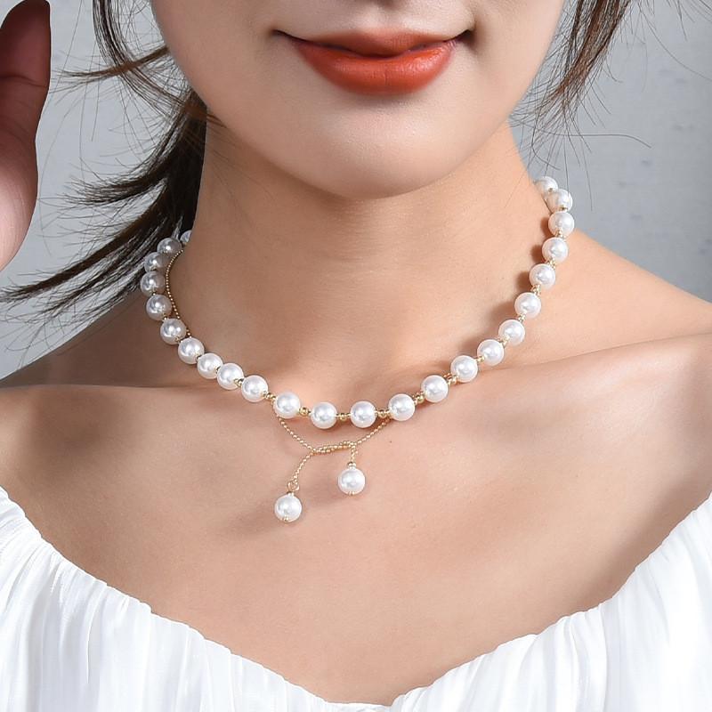 Elegant Natural Baroque Pearl Necklace For Women Vintage Choker With Unique Geometry Design