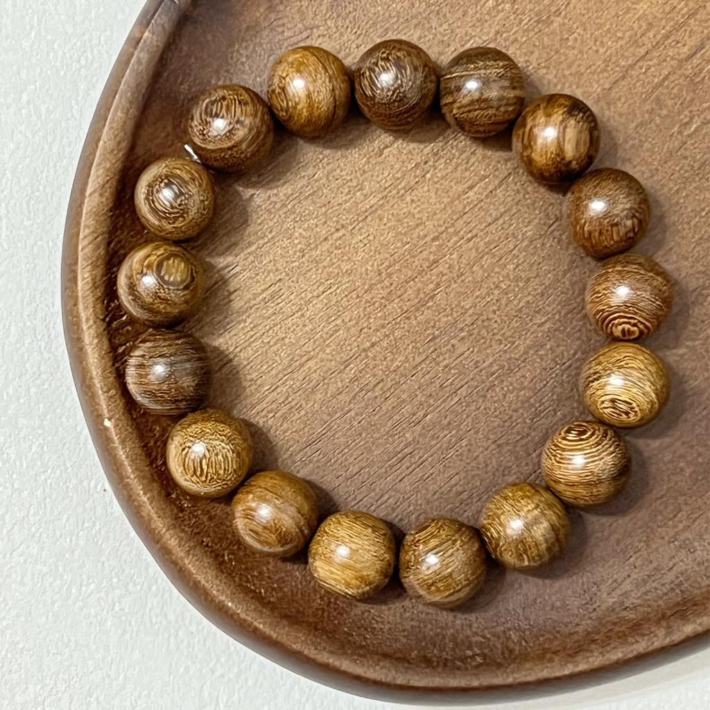 12mm Wooden Beaded Bracelet for Men Handmade Sandalwood Elastic Bangle Natural Wood DIY Beading Charms