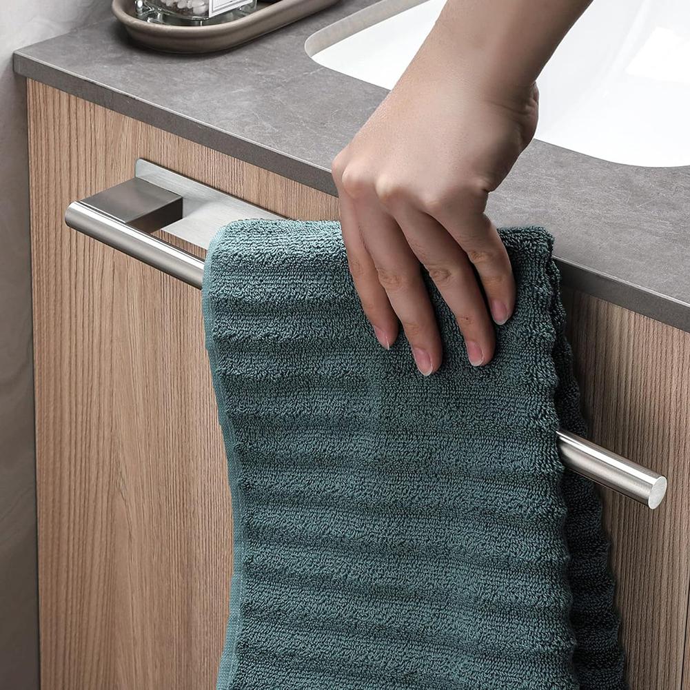 Self-Adhesive Towel Holder Stainless Steel Towel Rack Double Towel Rack Bathroom Perforated Towel Hanging Pole Bathroom Accessor