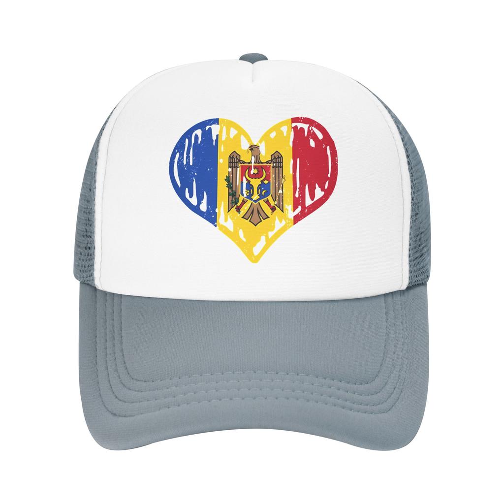 Moldova Flag Heart Love  Casual Baseball Cap  Hiking Fishing Sun Hats Spring High Quality Female Male y2k Cool Snapback Cap