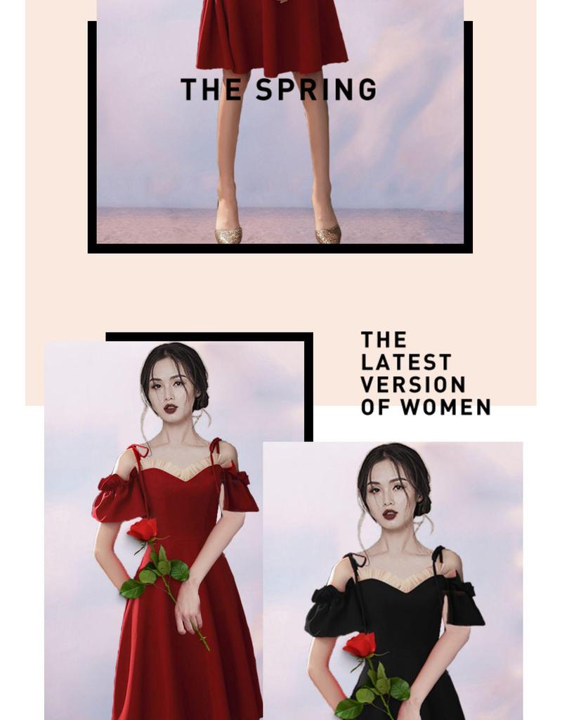 2025 Off-Shoulder Summer Bridal Toasting Dress - Solid Color for Evening & Engagements