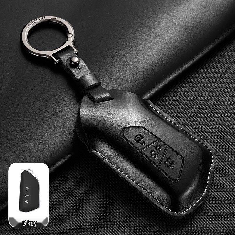 Leather Key Case for Volkswagen Models: T-Cross, Lavida, Lamando, Bora, Tiguan, Sagitar, Polo, Magotan, Passat, Tharu