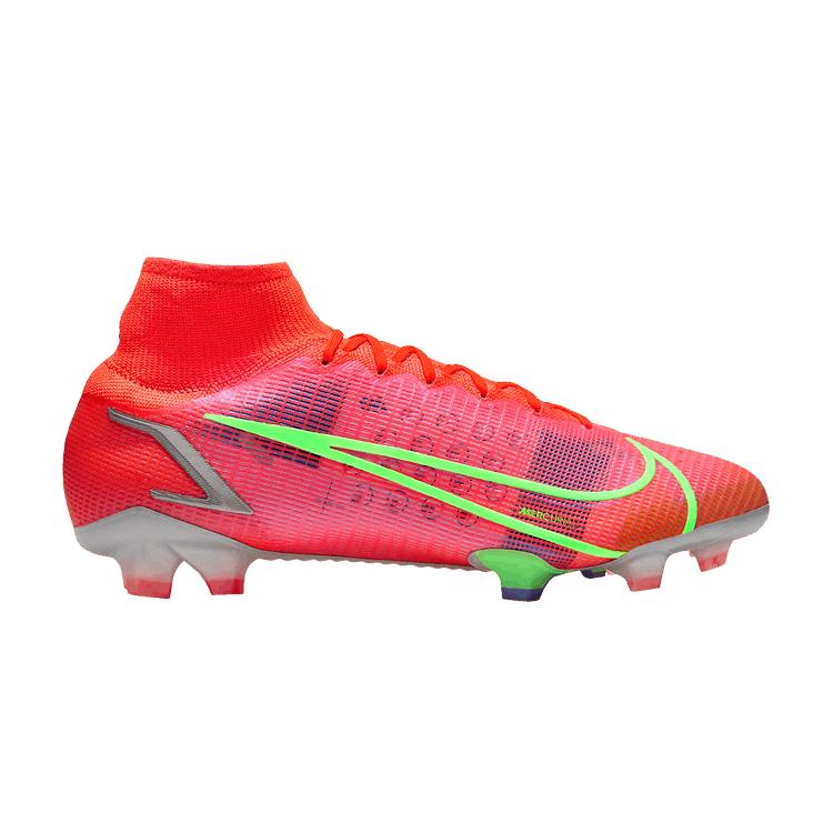 Nike Mercurial Superfly 8 Elite FG Jasny Karmazynowy Indygo Burst Buty Unisex Pomarańczowy Biały Metaliczno-Srebrny CV0958-600