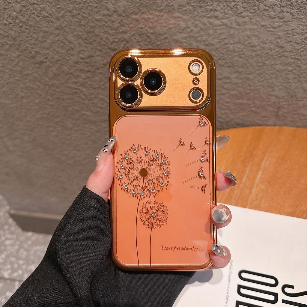 For IPhone 17 Promax Phone Case Gradient Glitter 16 Electroplated Dandelion Diamonds for Apple 15 Transparent Case