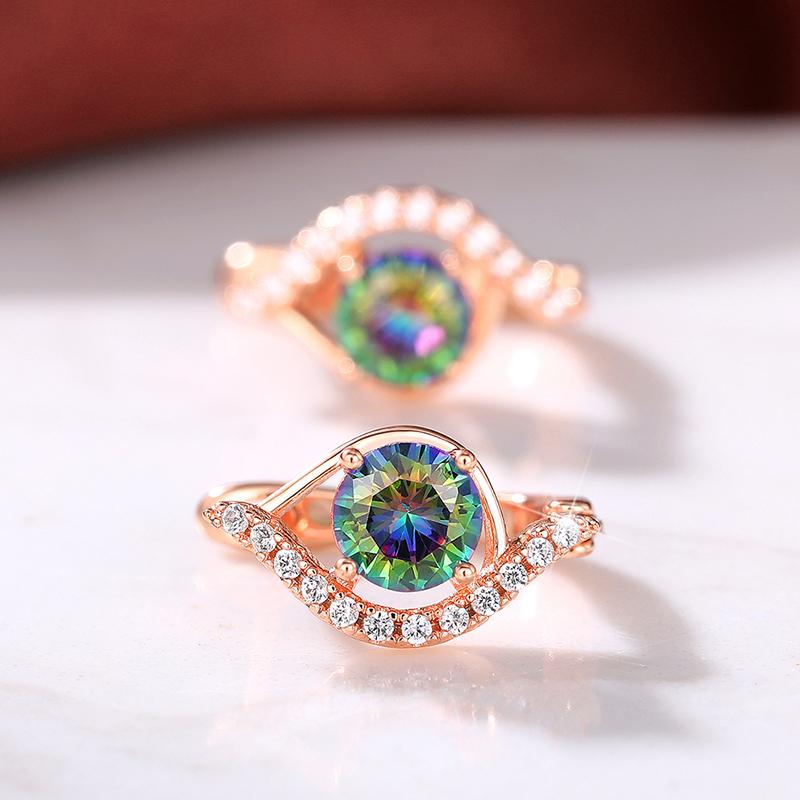 Xiaomi Huitan New Rose Gold Color Women's Hoop Earrings with Colored Cubic Zirconia Fashion Luxury Female Accessories Wedding Jewelry