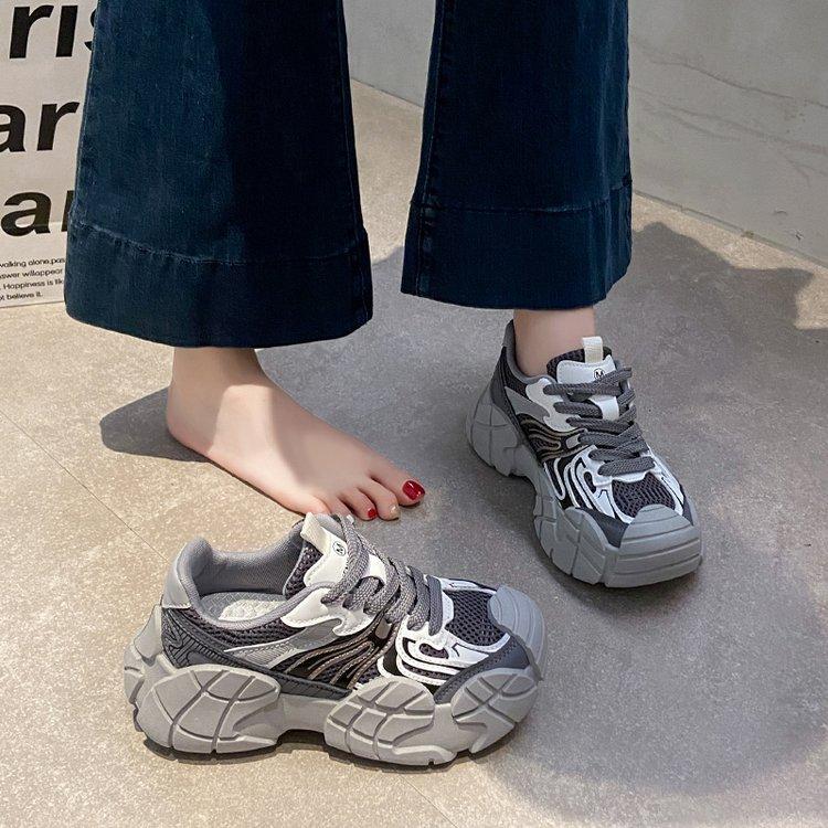 Thick-soled Heightening Dad Shoes Women's Models 2025 Autumn New Models Small People Show Height Versatile Sports and Leisure Shoes Ins Tide