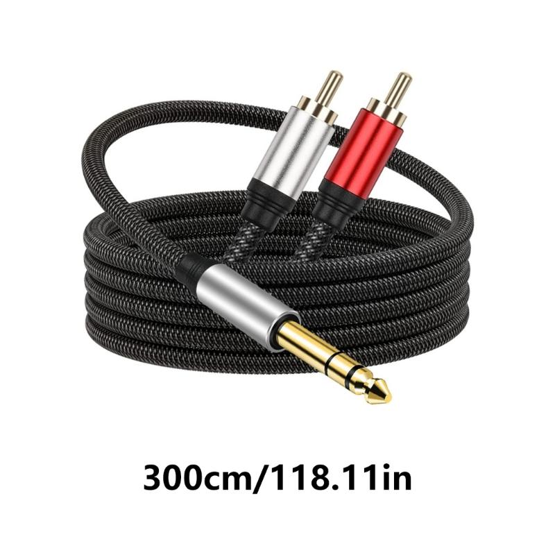 2RCA to 6.35mm AUXs Cable, 6.35mm 1/4 to 2RCA Male Headphone Adapter Y Splitter Stereo Sound Cord for Tablets
