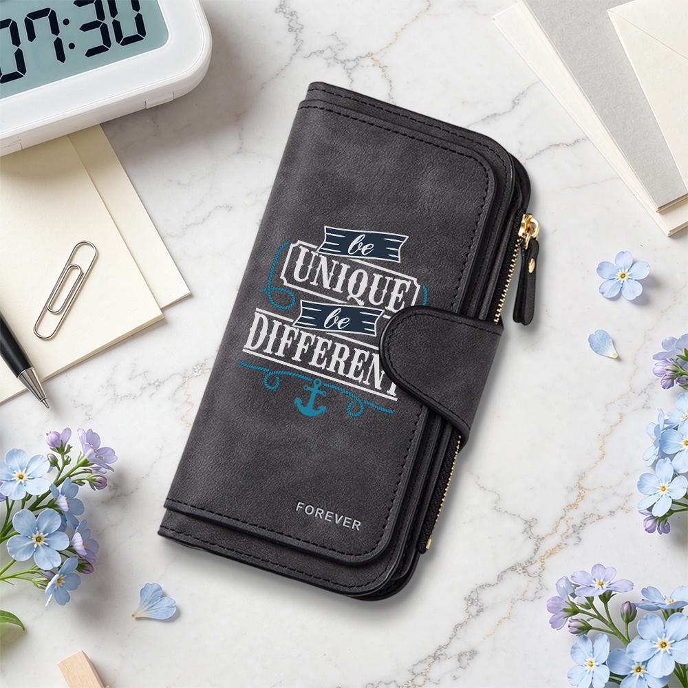 Vintage Long Wallet with Unique Slogan Multi Card Slots Casual Purse for Daily Use