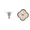Tribal Bull Head Sculpture Wall Hanging Art Creative Design Clock Non Ticking for
