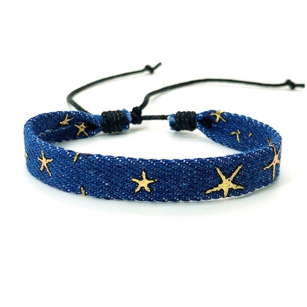 Simple Denim Woven Bracelet Stackable Star Denim Woven Bracelet Fashion Star Denim Bracelets