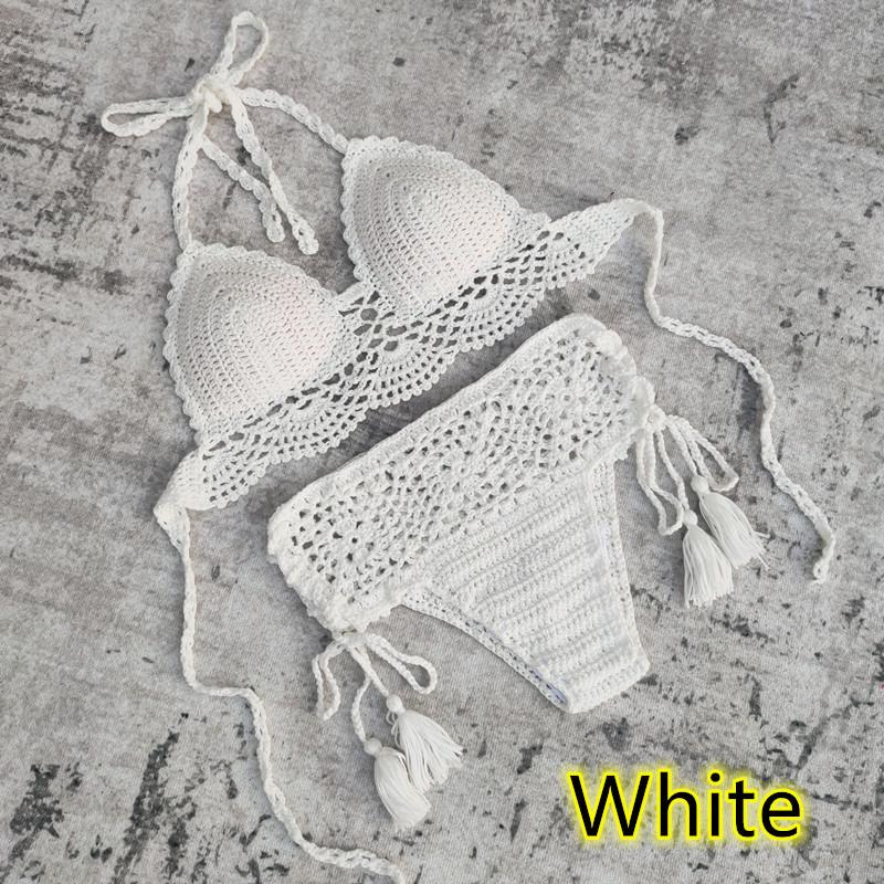 Handmade Crochet Bikini Swimsuit Set with Chest Pads