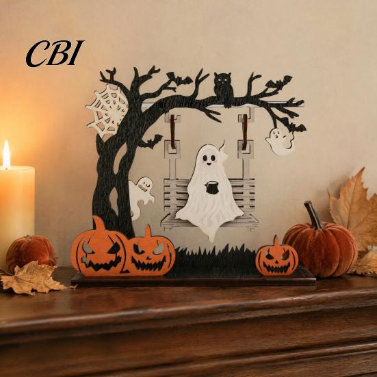 Window Display Ornaments Funny Halloween Desktop Swing Decor, Spooky Home Decor for Living Room Holiday Party Table Centerpieces Tabletop, Gothic Fall
