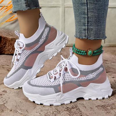 Scarpe Casual Versatili da Donna Taglie Forti in Maglia Traspirante, Sneakers con Suola Spessa che Aumentano l'Altezza