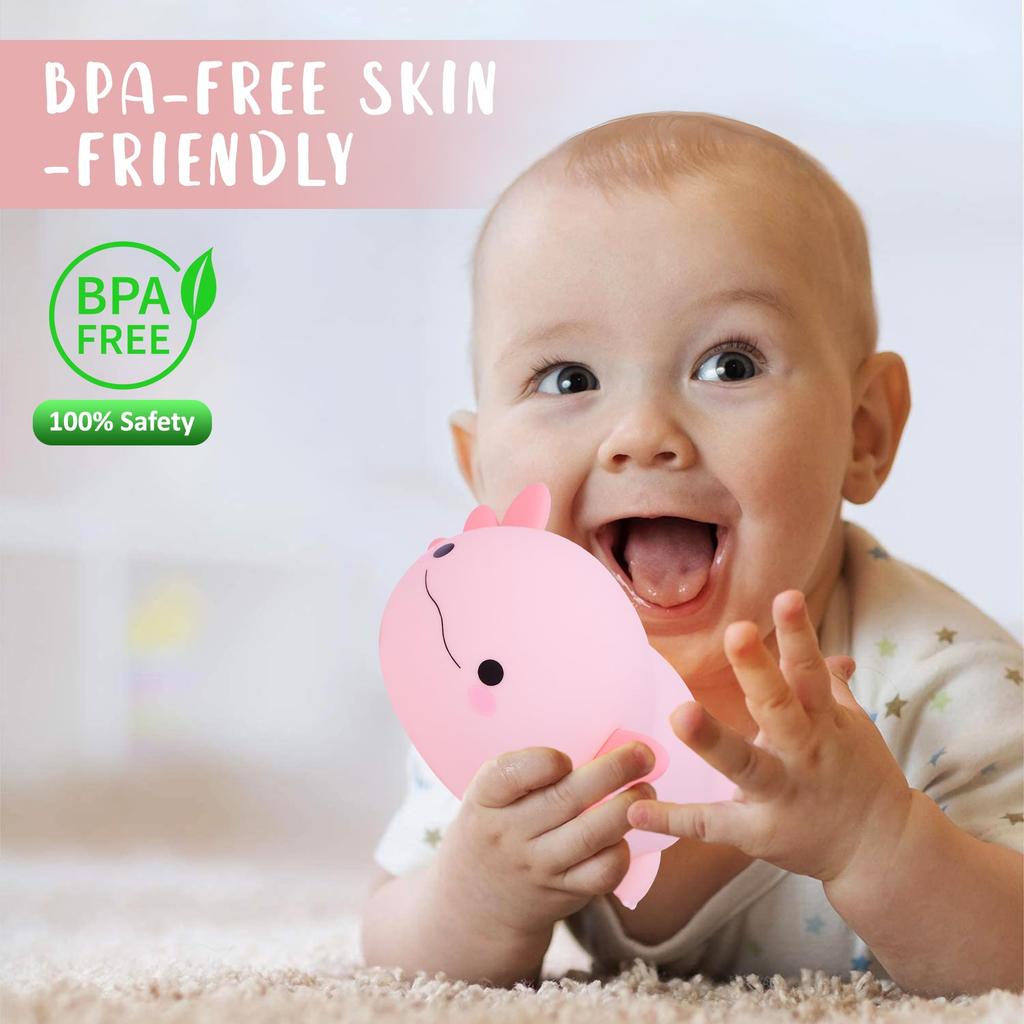 Axolotl Night Light, Cute Salamander Silicone Touch Nursery Lamp, Timer Dimmable Rechargeable LED Night Light, Soft Toddler Breastfeeding Bedroom