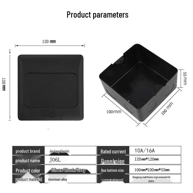 Black Pop-up Floor Socket with Universal Three-hole and USB Connectivity