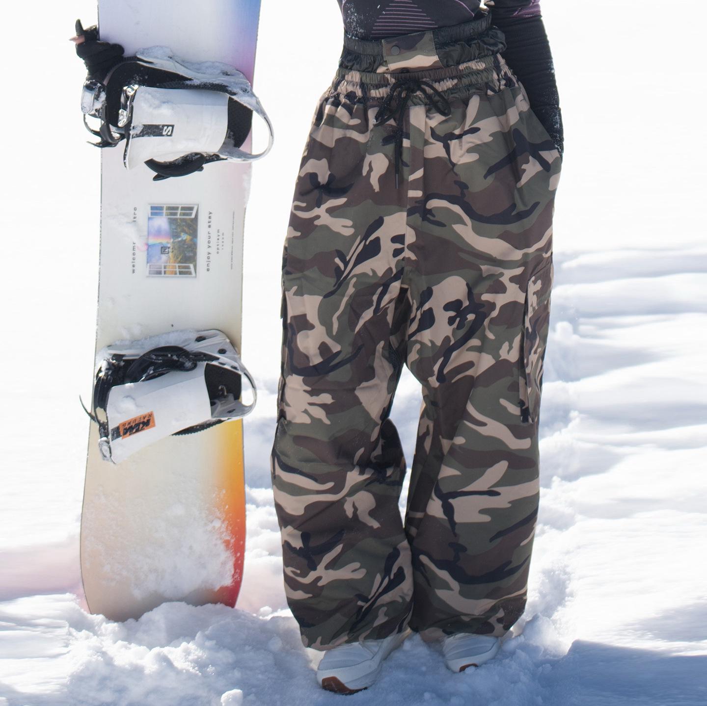 Unisex Winter Camouflage Ski & Snowboard Pants, Loose Fit Extra Large