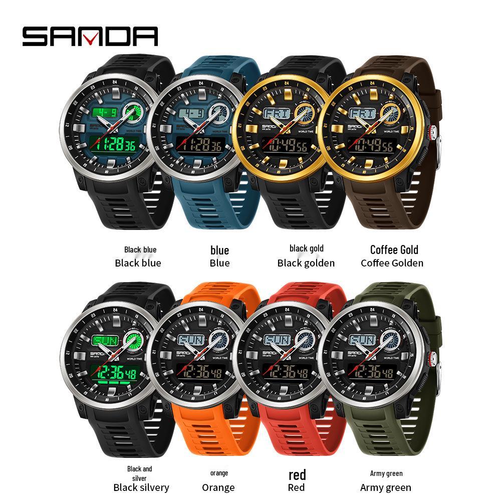 Reloj Deportivo Multifuncional Impermeable Sanda para Estudiantes con Temporizador de Cuenta Atrás y Funciones de Múltiples Zonas Horarias