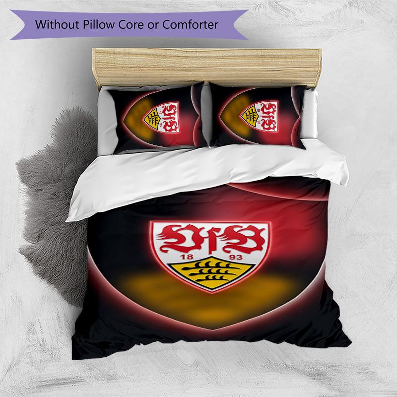 Set Lenzuola Stampato Calcio VfB Stuttgart 3 Pezzi, Comodo Set Copripiumino per Camera da Letto Amico della Pelle