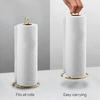 1Pc Stainless Steel Roll Paper Towel Holder Gold Color One-Handed Tear Vertical Napkins Rack Free Standing Tissue Stand Kitchen