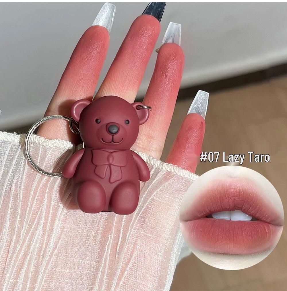 A01 Little Bear Velvet Matte Lip Gloss - Cute Misty Finish for Students