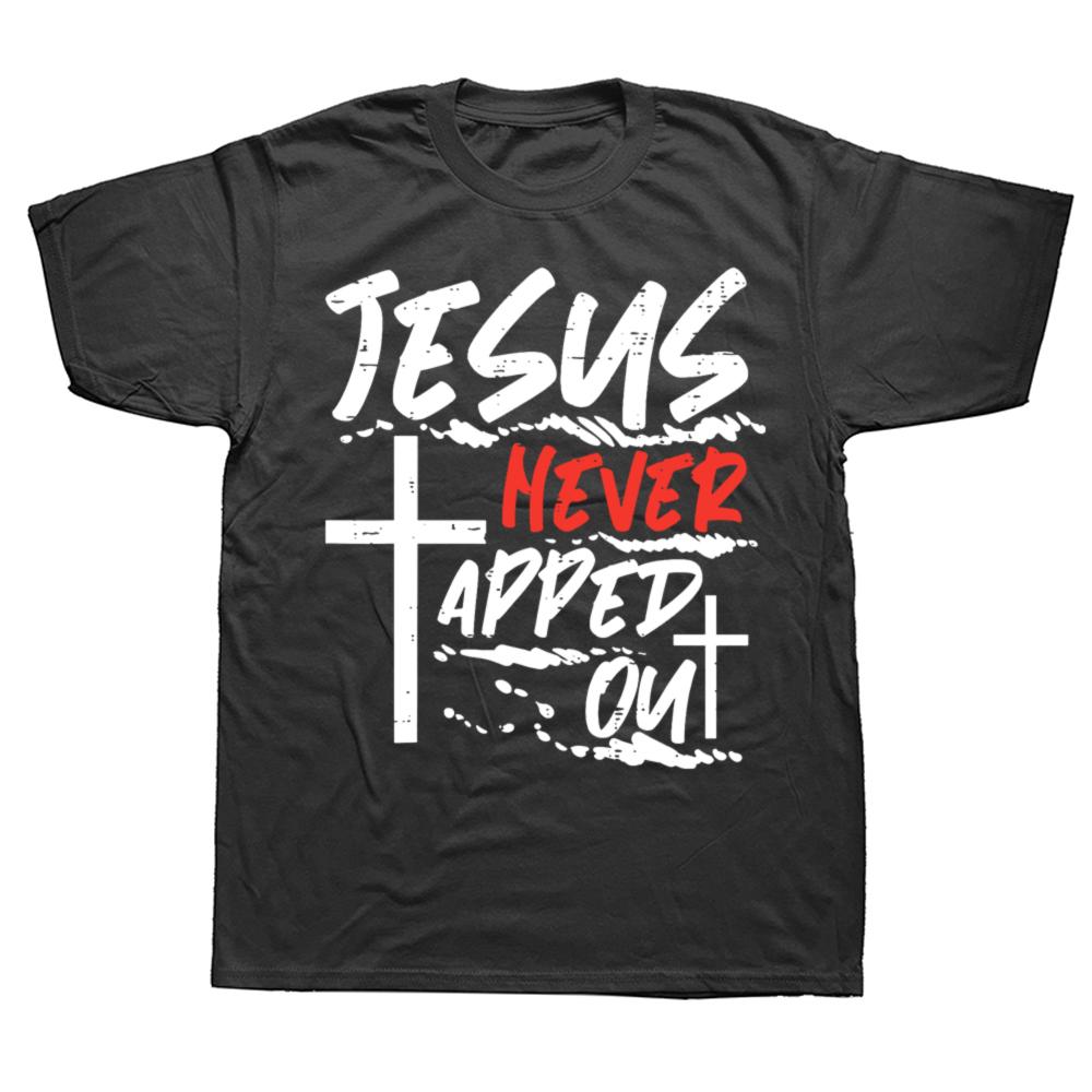 Funny Wrestling Jesus Never Tapped Out Christian Wrestle T-shirts Men Fashion Casual Tshirt 100% Cotton Loose Oversized T Shi... S разноцветный