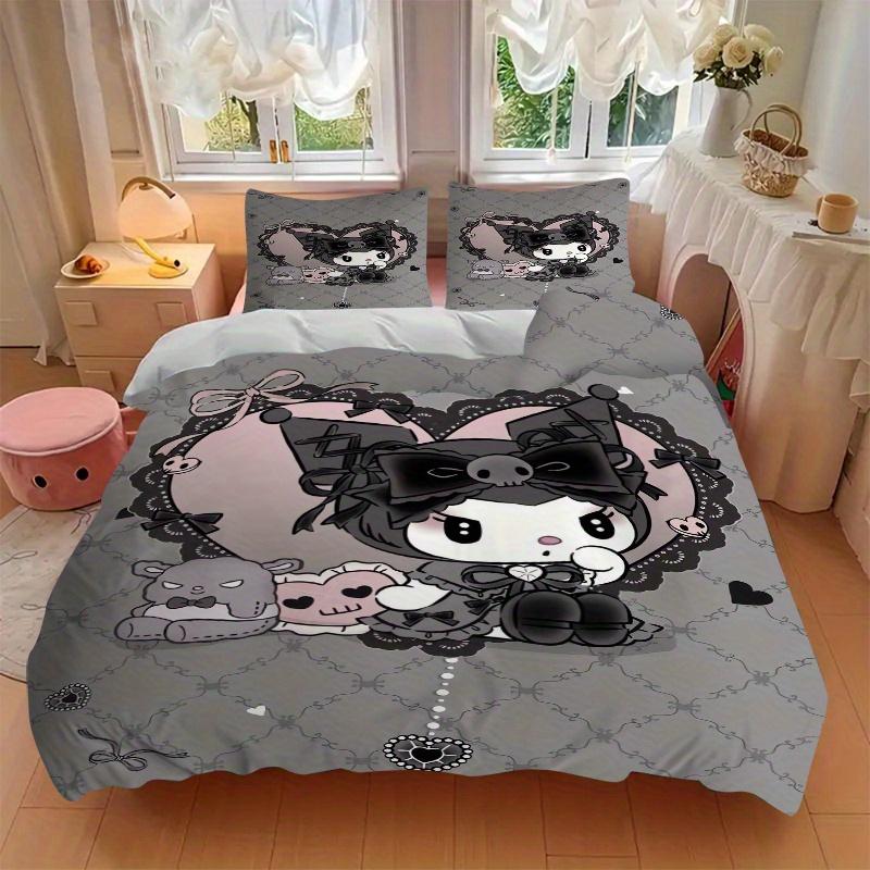 3pcs Sanrio Love Kuromi Bedding Set, Including 1 Quilt Cover and 2 Pillow Shams,Soft and Comfortable Home Bedroom.S077