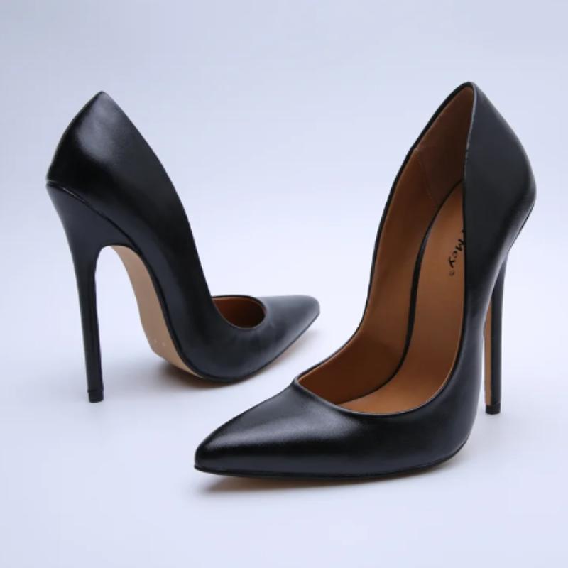 Sexy High Heels Pumps Women Shoes Large Size 47 48 Matte Black Women's Stiletto Heels Pointed Toe Strippers Dance Dress Shoes