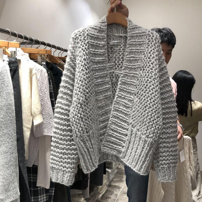 2023 Dongdaemun Autumn/Winter Women's Loose Knit Cardigan Sweater