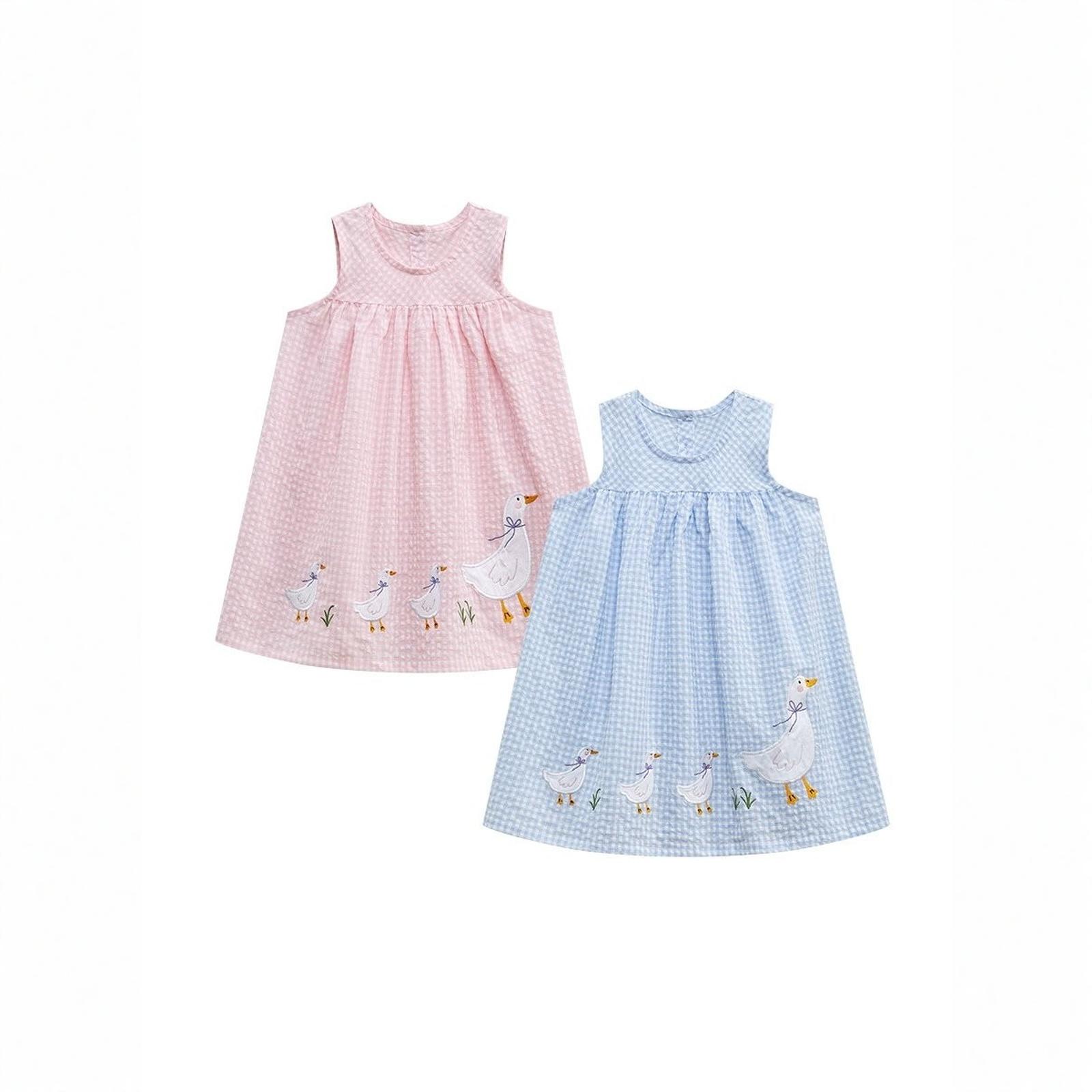 

Girls Summer Sleeveless Cute Sundress Kids Vest Dress 100 розовый