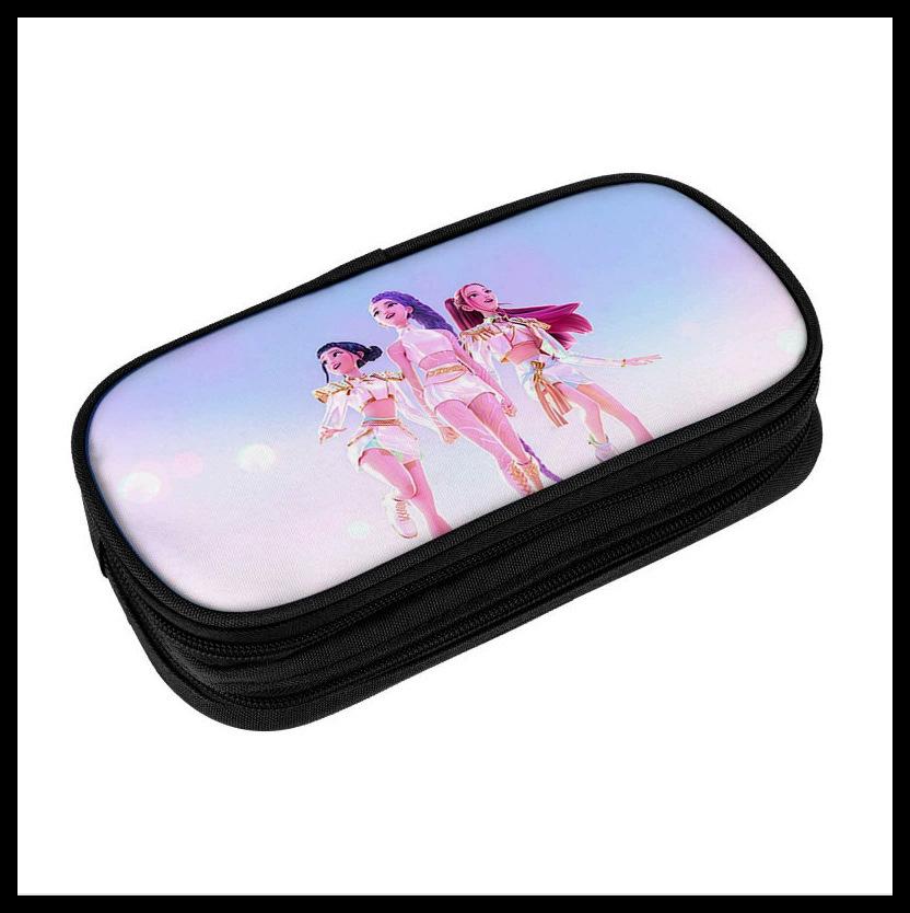 Digital Printing Diy Black Primary And Secondary School Student Stationery Pencil Case Double-Layer Stationery Case Storage Bag Pencil Case