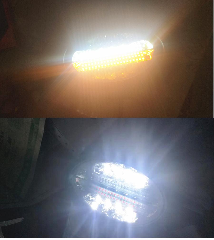 2Pcs 5" 144W 7000LM 6500K & 3000K LED Pods Off Road LED Light Bar Spot Flood Combo Oval Amber Work Light Fog Lights