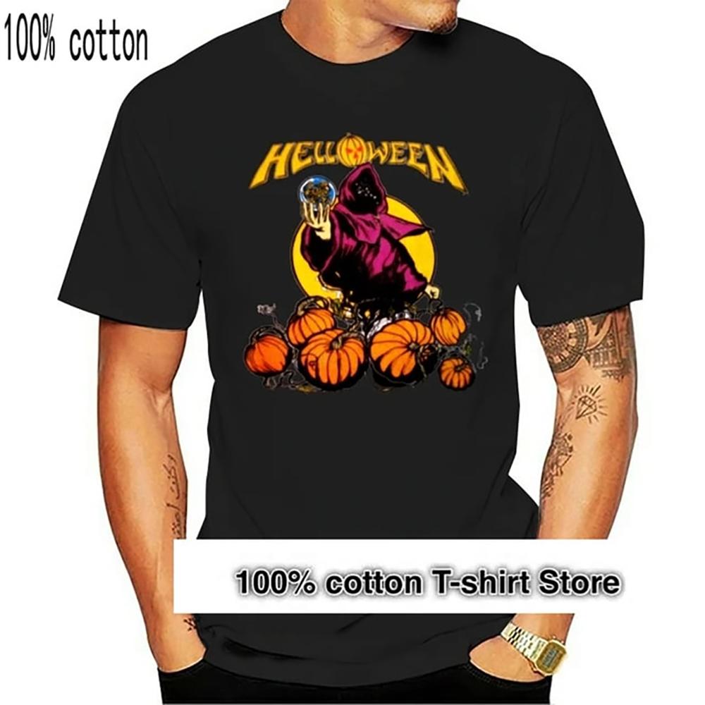 

JRJZ Men s Clothing Helloween Pumpkin Free Tour Concert Rock Band Casual Pure Cotton T-Shirt For Men New Fashion T-Shirt #913121 4XL
