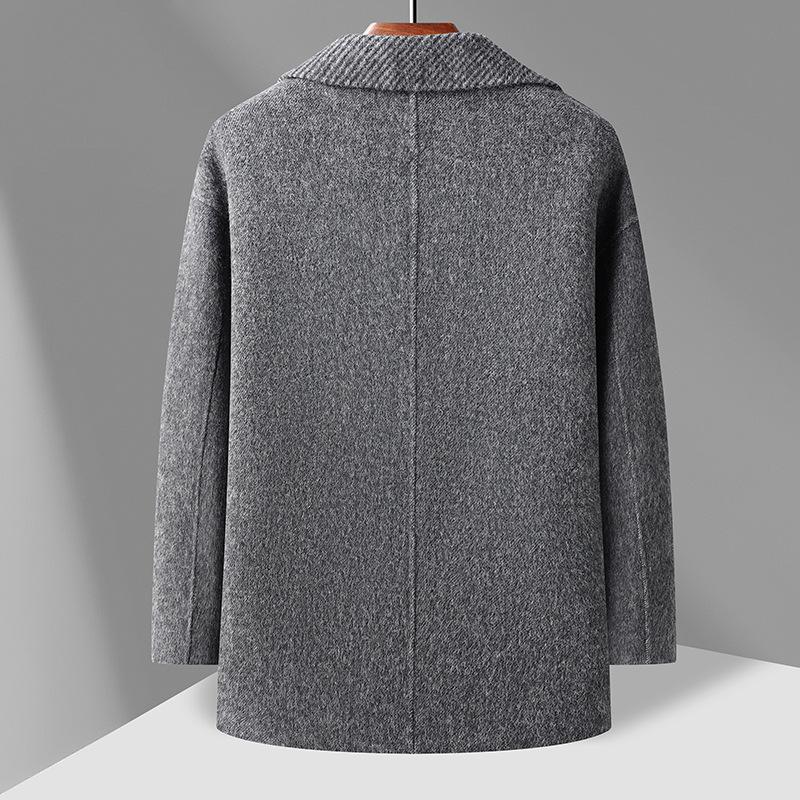 Casaco de lã largo com mangas compridas caídas, masculino, outono e inverno, trespassado, dupla face, casaco de lã