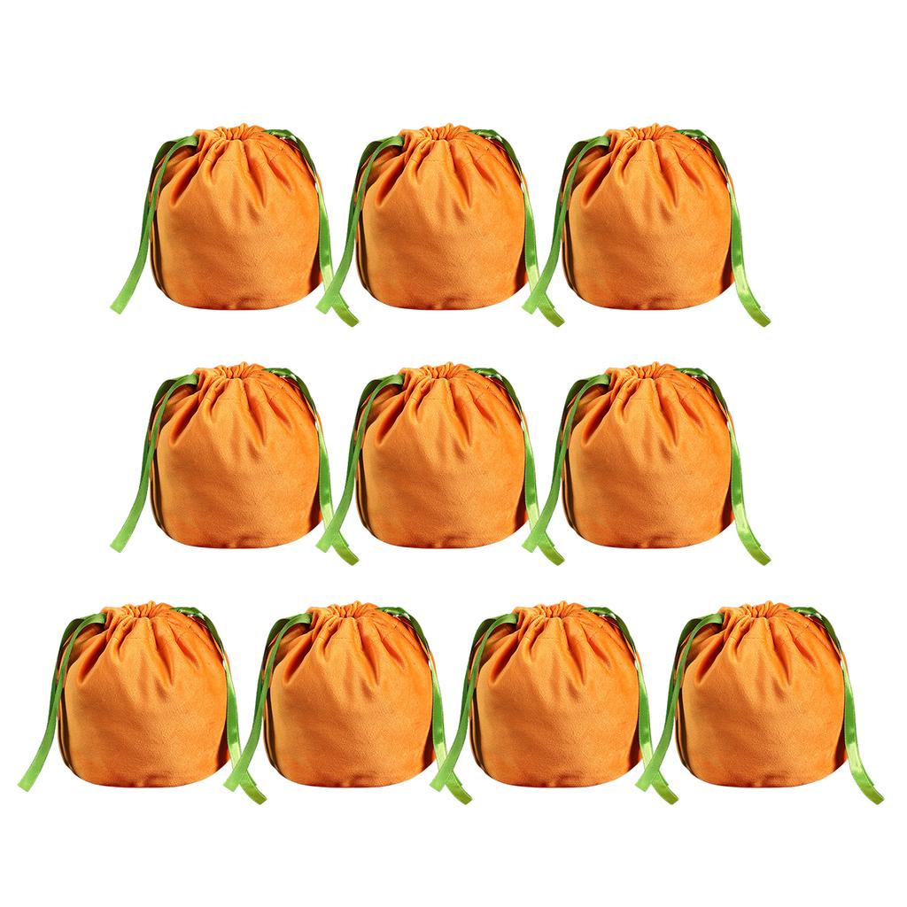 10 Pcs Pumpkin Gift Bags Little Hallowee Gift Bags With Drawstring Thanksgiving Pumpkin Candy Bags For Gift Goodies Candy Snacks