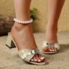 Women Soft Sole Beach Wedge Mid Heel Slippers Open Toe One Strap With Small Silver Buckle
