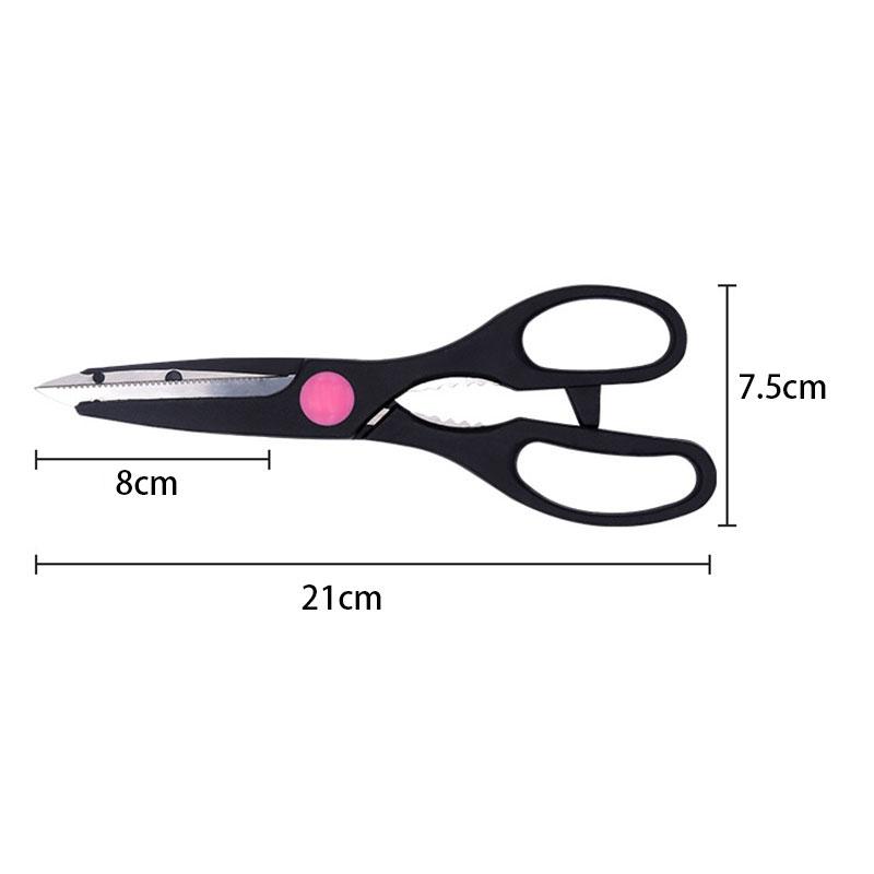 Functional Stainless Steel PP Handle Chicken Bone Fish Kitchen Scissors With Walnut Clip Bottle Opener Multi-purpose Hand Tool