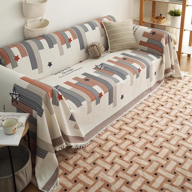 Waffle Sofa Slipcover: Full Cover, Anti-Slip, Anti-Cat Scratch, Universal, Four Seasons Blanket.