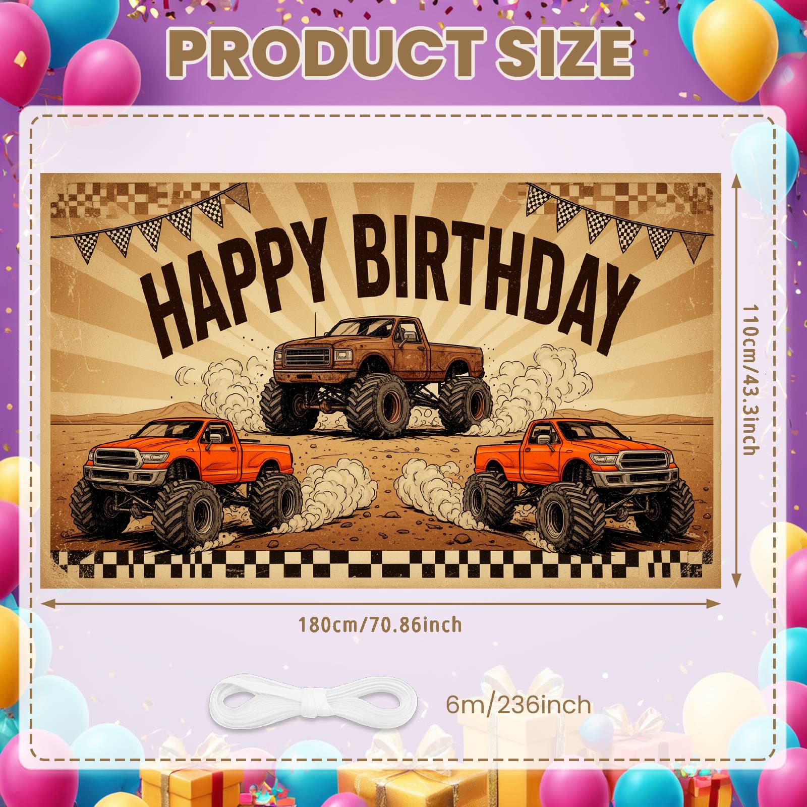 

Party Backdrop Rustic Design Celebration Backdrop Celebration Banner Lettering Banner For Vehicle Lover Party Retro Party