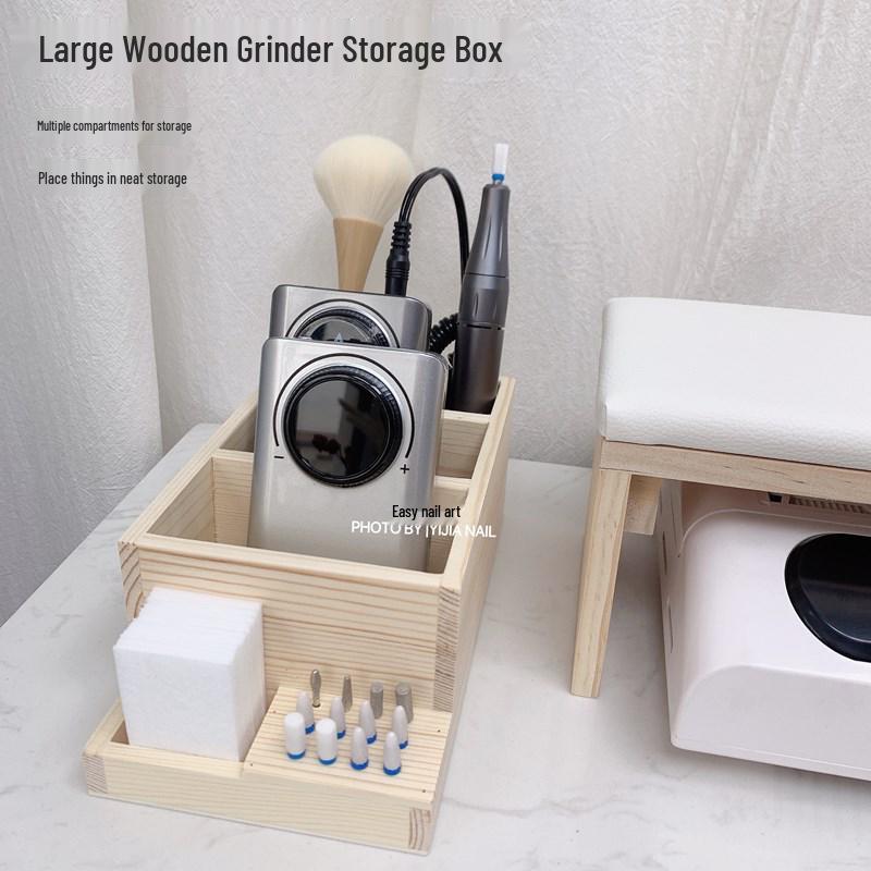 

Nail Salon Double-Layer Wooden Storage & Pen Holder Box