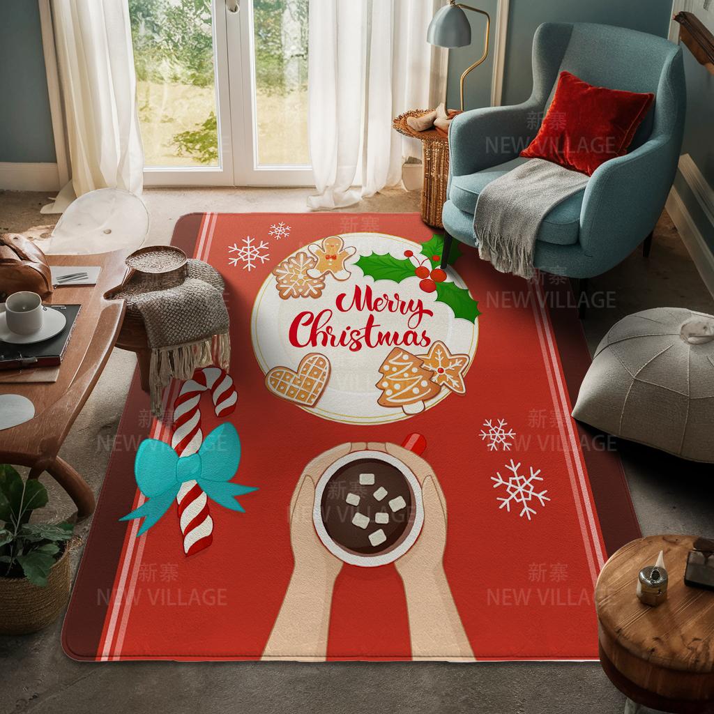 House Entrance Carpet Home Door Mat Living Room Bath Foot Bathroom Non-slip Water Absorption Rugs Bath Merry Christmas Winter